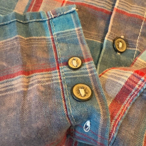 Buckle Depart West Plaid Lightweight Cotton Button Down Shirt Large Blue Grey - Picture 11 of 15